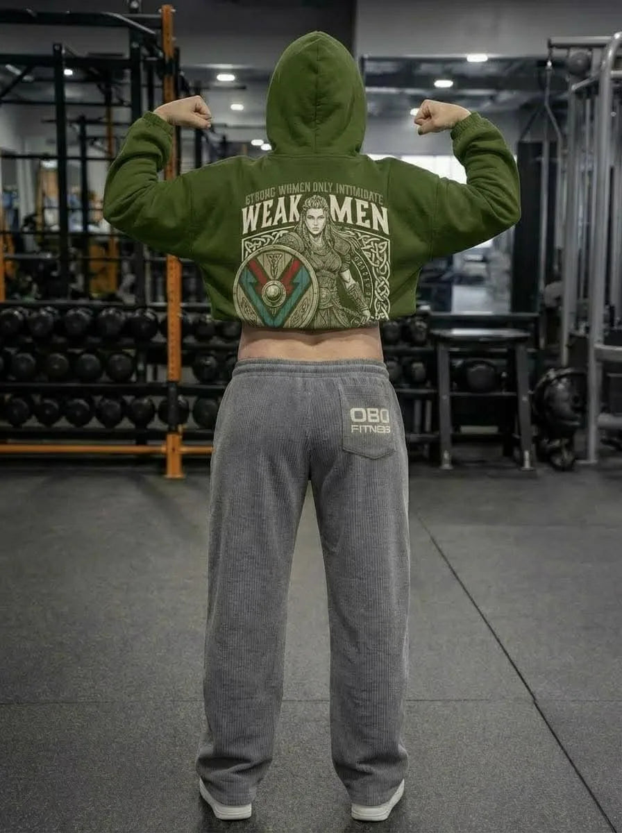 Weak Men Olive Ladies Hoodie — OBOI Fitness Gym Gear