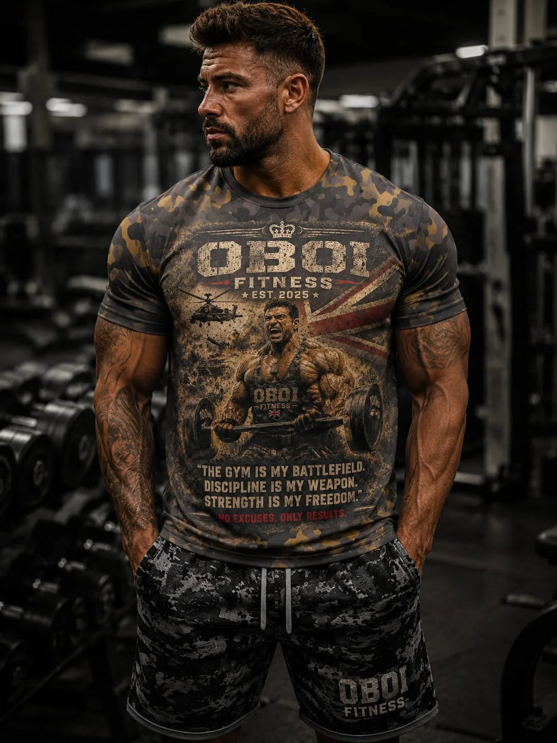 OBOI MUSCLE FIT CAMO T SHIRT — OBOI Fitness Gym Gear
