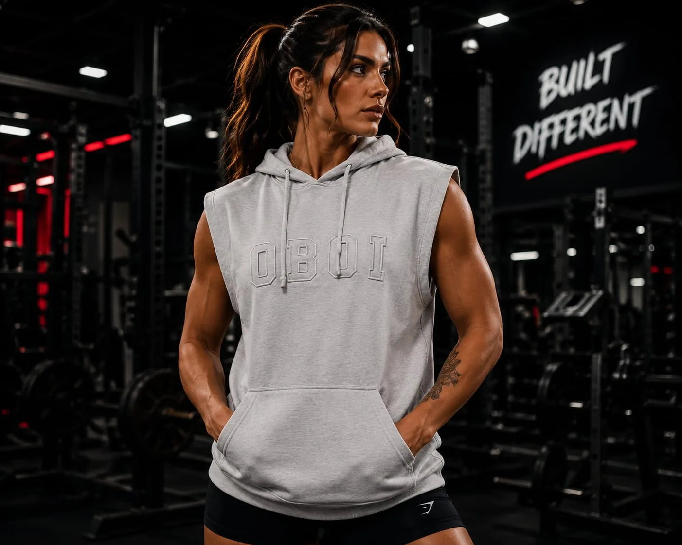 LeFemme Angel or Demon sleeveless hoodie. — OBOI Fitness Gym Gear